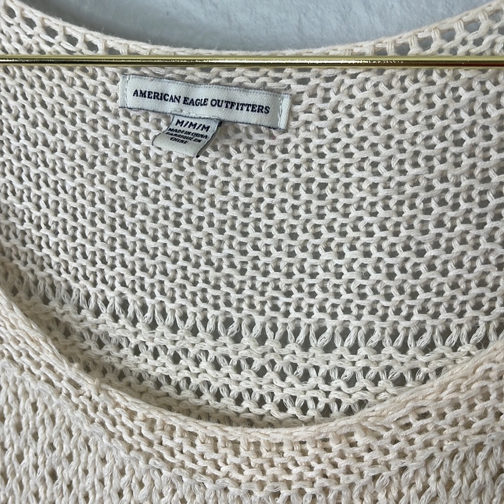American Eagle Cream Knit Scoop Neck Sweater - Picture 4 of 8